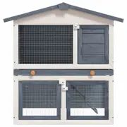 Andala Pets Outdoor Rabbit Hutch 3 Doors Grey