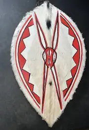 African Maasai Cowhide Shield And Knife Tribal Kenya Ethnic Painted Masai 28x17”