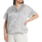 Eileen Fisher ~ Drift Silk Organic Cotton Mandarin Collar Shirt ~ Size 1x ~ NWT