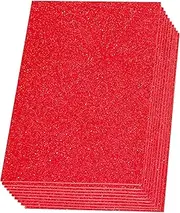 SALEMAR Red Sticky Glitter Foam Sheets for Craft, 10 Packs Thick Self-Adhesive Sparkle EVA Paper Stickers for School Projects, 30 x 20cm