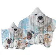 Winter Snowflake Kisses Polar Bear Seal and Bunny Towel with Hood