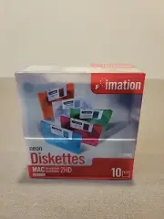 Imation Neon MAC Formatted 2 HD 1.4 MB 3.5" Diskettes 10 NEW NIB Computer