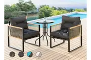 ALFORDSON Outdoor Patio Furniture Set Side Table Lounge Chairs Glass Armchair