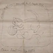 Cat w/Yarn Rug Hooking Pattern Chair Seat Mattie M Whitney Burlap Hooked 116CS