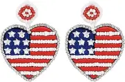 [GFLPO] American Flag Earrings 4th of July Earrings for Women Handmade Independence Day Patriotic Earrings Rhinestone Fourth of July Earrings Beaded Dangle Earrings for Women Girls 4th of July Jewelry