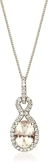 [Gin & Grace] Gin and Grace 10K Rose Gold Genuine Morganite Pendant with Diamonds for women | Ethically, authentically & organically sourced (Oval-cut) shaped Morganite hand-crafted jewelry for her | Morganite Necklace for women