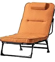 Sun Loungers Portable Folding Lounge Chair, Adjustable Reclining Chair Lazy Sofa Chair, Leisure Upholstered Chair with Removable Cushion Suitable for Home Office, 4 Colors(Color:Orange) FANDIAO