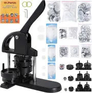 3-In-1 Button Maker 25/32/58mm Pin Maker DIY Button Badge Maker with Button Parts Ergonomic Arc Handle Punch Press Kit B