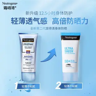 露得清輕透防晒乳液80mlSPF50+輕薄水潤保溼乳液質地PA++++