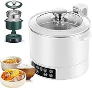 1500W White Low Sugar Rice Cooker, 3L Automatic Lifting Small Rice Cooker with Stainless Steel Steamer Basket, 5 Adjustable Firepower, Split Slow Cooker for Families