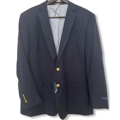 NWT Brooks Brothers Classic Navy Blue Sport Coat Blazer Gold Logo Buttons SZ 41L