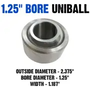 Spherical Bearing 1.25" Bore 2.375" OD, 1.187" W Chromoly w Teflon Liner Uniball