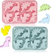 2 Pack Cute Dinosaur Silicone Molds 3D Dinosaur Themed Baking Mould Tray DIY Baking Tool for Chocolate Cake Dessert Candy Mousse Pastry Handmade Soap Cupcake Topper