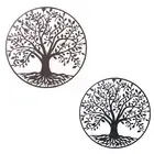 1x Metal Rusty Tree of Life Hanging Round Sign Garden Wall Decor Black 80cm