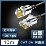 山澤 CAT.6A 10GBPS超高速傳輸八芯雙絞鍍金芯極細網路線 黑/10M