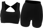 [Ipetboom] Women's Workout Outfits Yoga Clothing Set Gym Outfit Set Sports Shorts Bra Comfortable Stretchy Suitable for Yoga Exercise Fitness Black