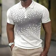 Men's Geometric Pattern Waffle Polo Shirts Short Sleeve Polo Shirts Collared Shirts Business Casual Business Athleisure Wear to work Buttons 3D Print Summer Wh