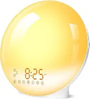 Sunrise Alarm Clocks, Wake Up Light with Sunrise/Sunset Simulation Dual Alarms Bedside Night Lamp Snooze Function FM Radio 7 Natural Sound 11 Colorful Atmosphere Lamp