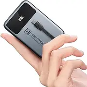 HEYMIX Mini Power Bank 10000mAh,22.5W Portable Powerbank Built-in Cable, 3IN1 USB-C Travel Power Pack Fast Charging PD3.0/QC4.0, Battery Bank Compatible with iPhone 15/14/13, Samsung S24/S23/S22,iPad