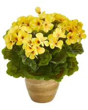 Nearly Natural Indoor/Outdoor UV-Resistant Geranium Artificial Plant in Ceramic Planter