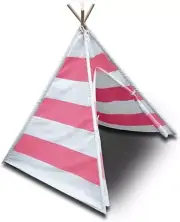 Modern Home Children's Canvas Play Tent Set with Travel Case - Pink Striped