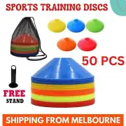 50Pcs Sport Train Disc Markers Cones Soccer Rugby Fitness melb