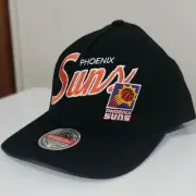 PHOENIX SUNS MITCHELL & NESS CLASSIC RED SNAPBACK ADJUSTABLE HAT CAP BLACK NBA