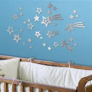 SHOOTING STARS MIRRORED wall stickers 35 mirror decals bedroom nursery decor