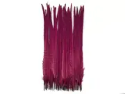 10 Feathers | 18-22" Burgundy Bleached & Dyed Long Ringneck Pheasant Tail Craft