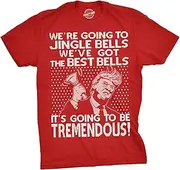 [Crazy Dog T-shirts] Mens Jingle Bells Trump Tshirt Funny Political Christmas Tee For Guys