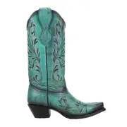 Circle G by Corral Ld Turquoise Embroidered Snip Toe Pull On Cowboy Womens Size