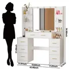 White Dressing Table With LED Mirror and Drawers Set Girl Makeup Vanity