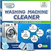 Washing Machine Cleaner Tablets, 24 Pack–Deep Cleaning Tablets for Top & Front Load HE Washer Cleaners, Descaler & Deodorizer, Septic Safe, Cleans Drum, Tub, Seal & All Internal Parts,12 Month Supply