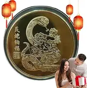 Wezalget Lunar New Year Coin | Commemorative Coin for Year of The Snake - Chinese Souvenir, Lunar Year Challenge Coin, Collectible Commemoration for Coin Enthusiasts