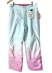 Hurley Ombre Snow Pants Girls Sz L Large E-Z Grow System Light Blue Pink New NWT