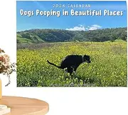 Dog Pooping Calendar 2024 - Pooping pets 2024 Calendar, Dog Pooping Monthly Wall Calendar, Dogs Pooping In Beautiful Places Calendar, Funny Calendar Daily Organiser Joke Prank gift