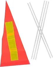 Toddmomy Bicycle Safety Flags Set 37cm White Flagpole Orange Triangle PVC Flag Easy Assembly for Boys and Girls Bikes Drift Cars