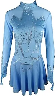 [Zagitova] Figure Skating Dress For Girls Breathable Gradient Back Zipper Women Dance Outfits With Shiny Rhinestone