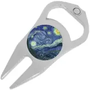 Starry Night Golf Ball Marker Divot Repair Tool Bottle Opener