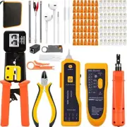 Leatbuy Cat5 Crimp Set Cat6 Crimping Tool Rj45 Crimper Ethernet Kit For Rj11...