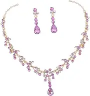 [WRITWAA] 1 Set Necklace Earring Set Drop Earrings Rhinestone Necklace for Women Bride Earrings Jewelry Butterflies Ring Rhinestone Necklace Women Charm Necklace Dangle Earrings