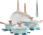 KOLEX Nonstick Cookware Sets,12-Piece Kitchenware Pots and Pans Set Granite Coat