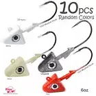 10pcs 6oz Shad Jig Head 32786 MUSTAD 2x Strong Hook 10/0 Nickel Random Color NEW