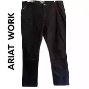 NEW Ariat Men Black Work Pants 44x34 Straight Leg Stretch Rebar M4 Double Front