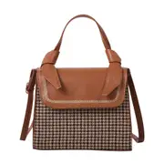 Popular Simple Female Daily Bag Houndstooth Pattern Top-handle Handbags Female Color Splicing Mini Shoulder Bag