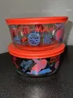 NEW-4 Piece PYREX Marvel Comics Spider-Man Glass Bowls W/ Lids 4 Cup SPIDERMAN