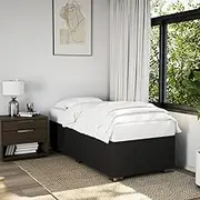 Bed Frame Without Mattress Black 90x190 cm Fabric,Beds & Bed Frames-3284886