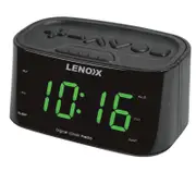 Lenoxx Smartphone-Charging Alarm Clock & FM Radio (Black) w/ USB Port