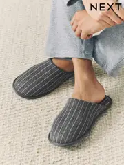 Grey Stripe Mule Slippers (AV2820) | $33