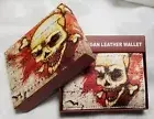 Laughing Skull & Crossbones Printed Wallet BI-Fold Men's Vegan Leather